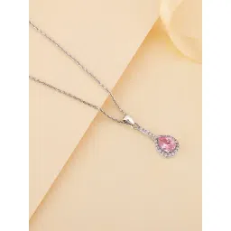 GIVA 925 Silver Awe in Pink Pendant with Link Chain for Women & Girls-picture-13