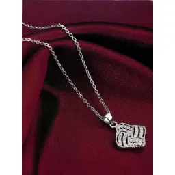 GIVA 925 Silver Chequer Rhombus Pendant with Link Chain-picture-12