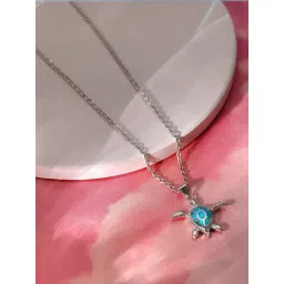 GIVA 925 Silver Cute Turtle Pendant with Link Chain-picture-21