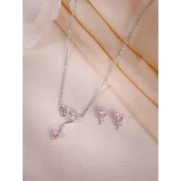 GIVA 925 Silver Dual Love Necklace and Earring Set-picture-14