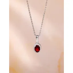 GIVA 925 Silver Garnet Glimmer Pendant With Link Chain for Women-picture-21