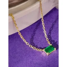 GIVA 925 Silver Golden Baguette Glow Necklace-image-1