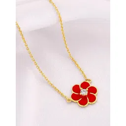 GIVA 925 Silver Golden Red Flower Power Pendant witth Link Chain For Women-picture-29