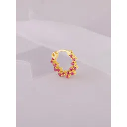 GIVA 925 Silver Golden Zig-Zag Red Nose Ring-picture-13