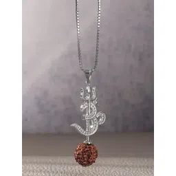 GIVA 925 Silver Om Trishul Rudrakshi Pendant With Box Chain-picture-17