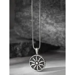 GIVA 925 Silver Oxidized Sunshine Pendant With Box Chain-picture-25