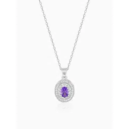 GIVA 925 Silver Purple Glance Pendant with Link Chain for Women & Girls image 3