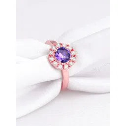 GIVA 925 Silver Rose Gold Amethyst Radiance Ring for Women & Girls-picture-47