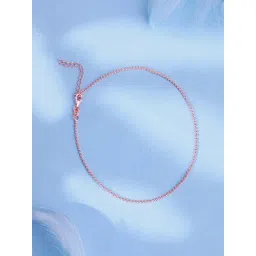 GIVA 925 Silver Rose Gold Ball Chain Anklet for Women image 1