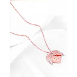 GIVA 925 Silver Rose Gold Custom One Heart Pendant with Link Chain-picture-30