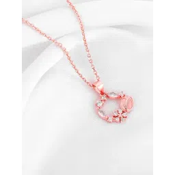 GIVA 925 Silver Rose Gold Drop Wreath Pendant with Link Chain for Women & Girls-picture-12