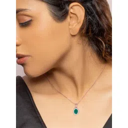 GIVA 925 Silver Rose Gold Evergreen Halo Pendant with Link Chain for Women & Girls-picture-46