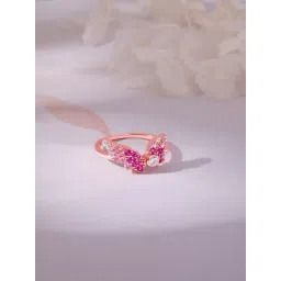 GIVA 925 Silver Rose Gold Fly In Pink Ring for Women-image-36