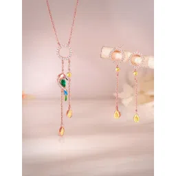 GIVA 925 Silver Rose Gold Free Bird Necklace & Earrings Set for Women-image-40