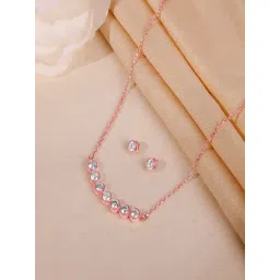 GIVA 925 Silver Rose Gold Glow Up Necklace and Earring Set-picture-29
