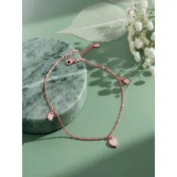 GIVA 925 Silver Rose Gold Hearty Anklet for Women-picture-33