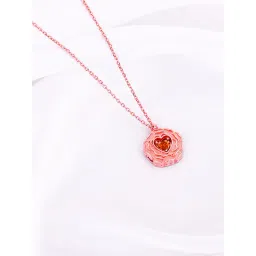 GIVA 925 Silver Rose Gold I Love You Floral Pendant with Link Chain for Women & Girls-image-24