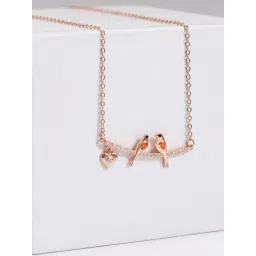 GIVA 925 Silver Rose Gold Love Bird Necklace for Women & Girls-image-44