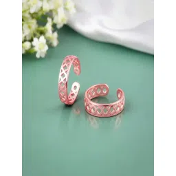 GIVA 925 Silver Rose Gold Pruthvi Toe Rings for Women image 1