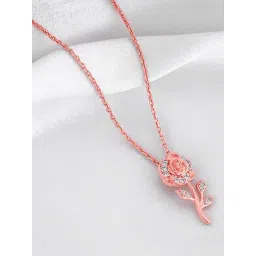 GIVA 925 Silver Rose Gold Roseate Pendant with Link Chain-image-46