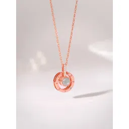 GIVA 925 Silver Rose Gold Sparkling Circle Pendant with Link Chain-picture-33