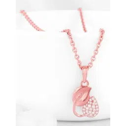 GIVA 925 Silver Rose Gold Sprig Of Leaf Pendant with Link Chain-image-27