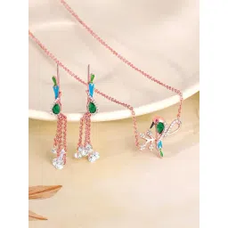 GIVA 925 Silver Rose Gold Woody Bird Necklace & Earrings Set for Women-image-47