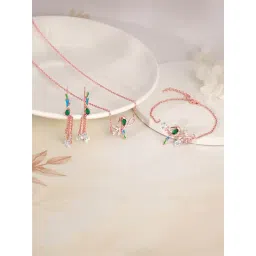 GIVA 925 Silver Rose Gold Woody Bird Necklace, Earrings, Bracelet Set for Women-image-44