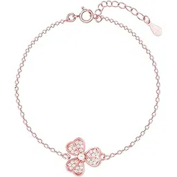 giva 925 Silver Rose Gold Zircon-Studded Shamrock Bracelet, Adjustable | Gifts for Women and Girls | With Certificate of Authenticity and 925 Stamp | 6 Months Warranty*-picture-32