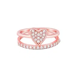 GIVA 925 Silver Rose Gold Zirconia Heart Ring Fixed Size For Women-image-39