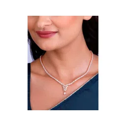 GIVA 925 Silver White Bridal Floral Necklace-picture-14