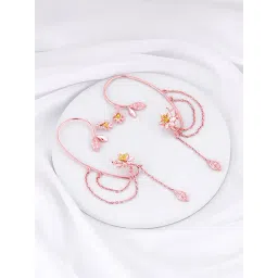 GIVA 92.5 Sterling Silver Bhumi Rose Gold And Golden Dazzling Musli Ear Cuff Earrings-picture-28