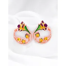 GIVA 92.5 Sterling Silver Bhumi Rose Gold Graces Bell Mellow Stud Earrings-picture-20