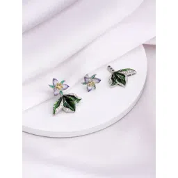 GIVA 925 Sterling Silver Bhumi Trillium Convertible Stud Earrings For Women-picture-27