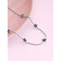 GIVA 92.5 Sterling Silver Blue Floral Necklace-picture-11
