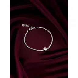 GIVA 92.5 Sterling Silver Circle of White Adjustable Bracelet-picture-44