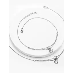 GIVA 92.5 Sterling Silver Curl Heart Anklet for Women (Single Anklet)-picture-47