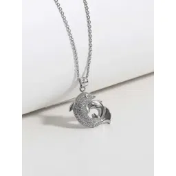 GIVA 92.5 Sterling Silver Dual Dolphin Pendant with Chain-picture-19