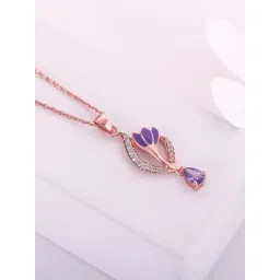 GIVA 92.5 Sterling Silver Flowing Crocus Pendant with Chain for Women-picture-27