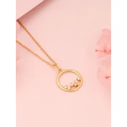 GIVA 92.5 Sterling Silver Golden Delicate Halo Pendant With Link Chain-picture-41