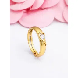 GIVA 92.5 Sterling Silver Golden Heart Heroine Ring For Women-picture-24