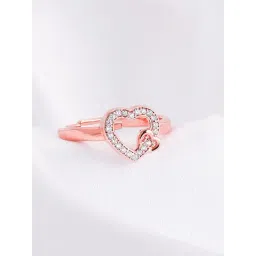 GIVA 92.5 Sterling Silver Golden Locked In Love Ring-picture-24