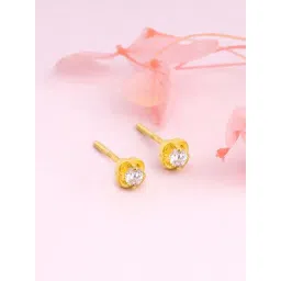 GIVA 92.5 Sterling Silver Golden Mini Floral Stud Earrings-picture-34