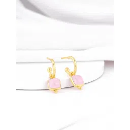 GIVA 92.5 Sterling Silver Golden Pink Blush Drop Earrings-picture-24