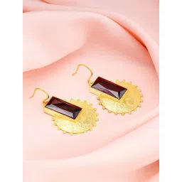 GIVA 925 Sterling Silver Golden Ruby's Coin Earringss For Women-picture-35