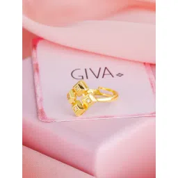 GIVA 92.5 Sterling Silver Golden Signature All Rise For The Queen Cocktail Ring-picture-17