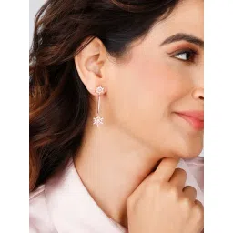 GIVA 92.5 Sterling Silver Golden Snowflakes Drop Earrings for Women-picture-22