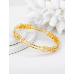 GIVA 92.5 Sterling Silver Golden Square Bloom Bangle-picture-26