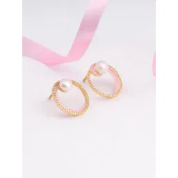 GIVA 92.5 Sterling Silver Golden Stylish Enamel & Pearl Stud Earrings-picture-20