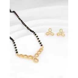 GIVA 92.5 Sterling Silver Golden Trifecta Love Mangalsutra & Earrings Set-picture-35